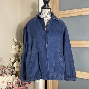 Alfred Dunner Long Sleeve Women’s Blue Corduroy Jacket Button Front Size 12P